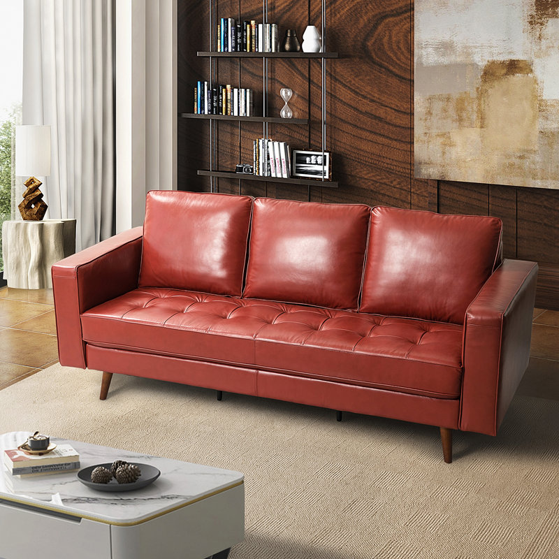 Etta Avenue™ Toulouse 82" Genuine Leather Square Arm Sofa & Reviews